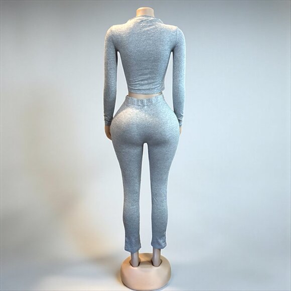 2 Piece Top and Long Pant Gray Set - Picture 5 of 7